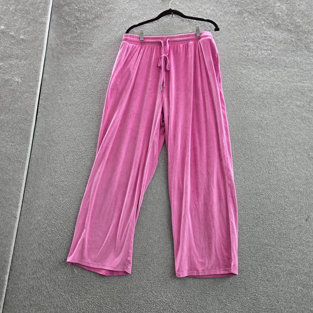Juicy Couture Women Sleepwear 1X Pink Lounge Pants Velour Rhinestones Logo Bling